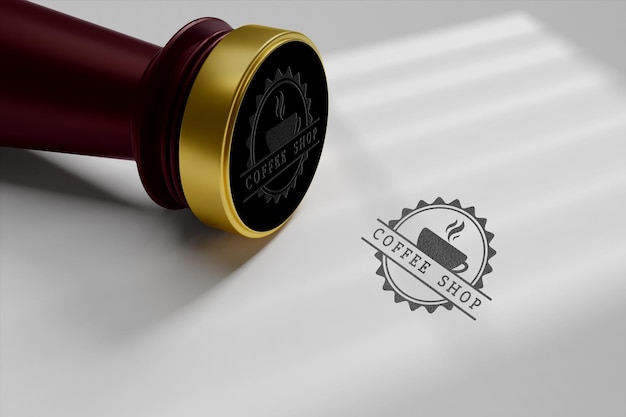 luxury rubber stamp logo mockup psd