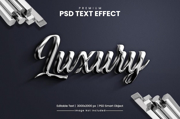 PSD luxury silver chrome 3d text effect template