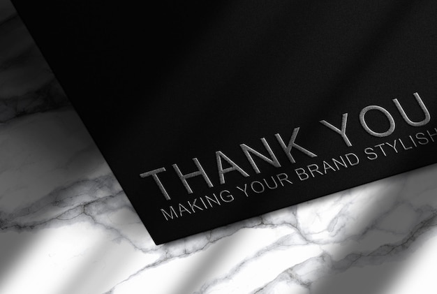 Luxury silver embossed black paper prespective view mockup