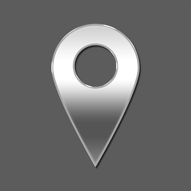 PSD luxury silver map pointer icon vector