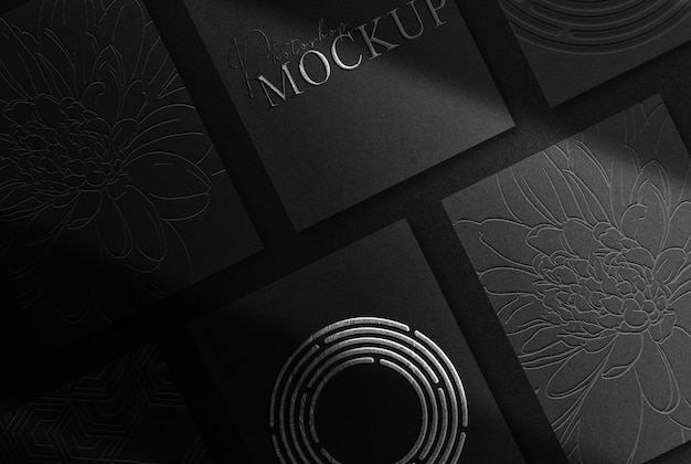 PSD luxury silver plate embossed single pepers mockup