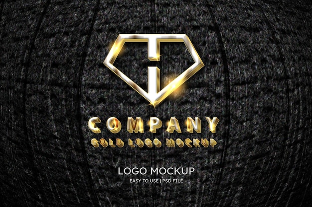 Luxury silver wooden wall logo mockup