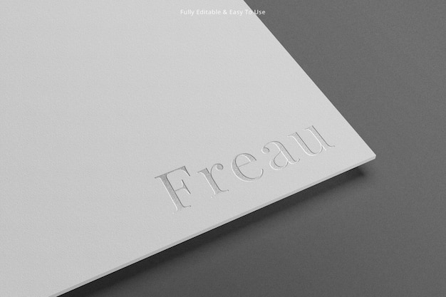 Luxury and simple logo mockup on paper with silver embossed effect