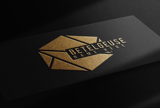 luxury single gold embossed business card prespective view mockup