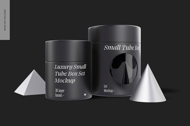 Luxury small tube box set mockup, front and back view