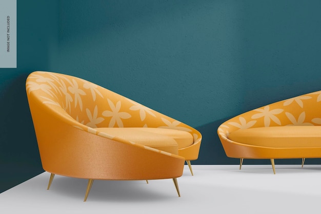 luxury sofas mockup, side view