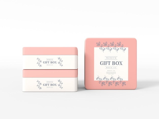 Luxury square gift box with cover mockup