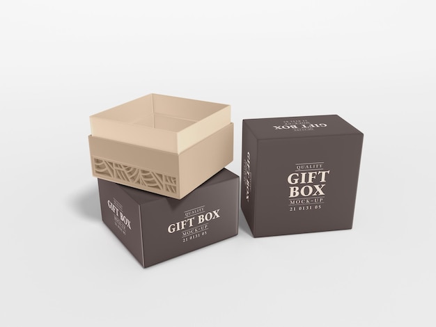 Luxury square paper gift box branding mockup