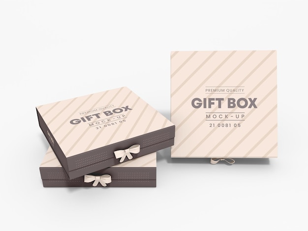 PSD mockup di branding in scatola regalo di carta quadrata di lusso