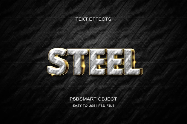 PSD luxury steel gold 3d text style template