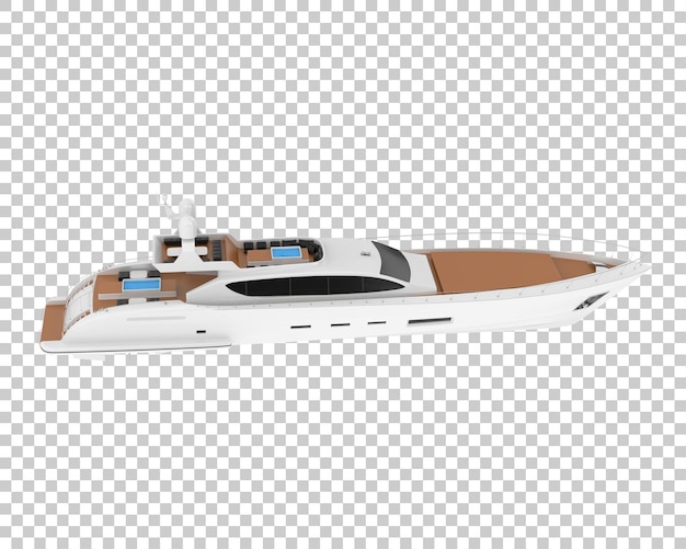 Luxury super yacht on transparent background 3d rendering illustration