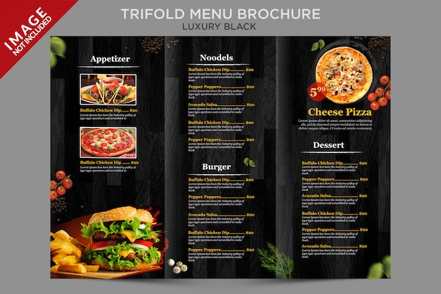 PSD luxury trifold menu brochure inside  series