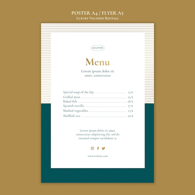 PSD luxury vacation rentals menu template