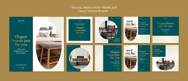 PSD luxury vacation rentals social media post template