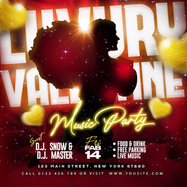 PSD luxury valentine music party social media post psd