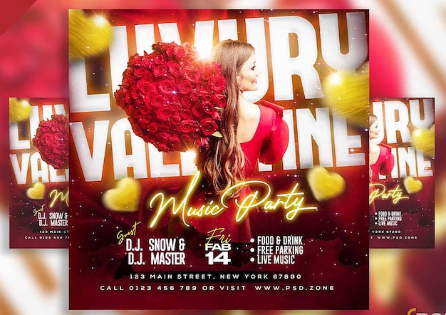 PSD luxury valentine music party social media post