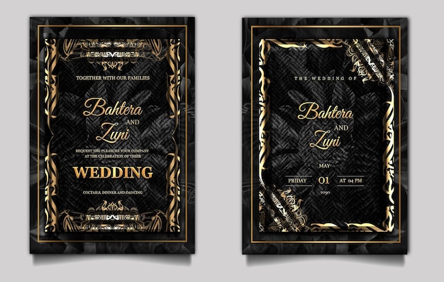 luxury vintage wedding invitation set mockup