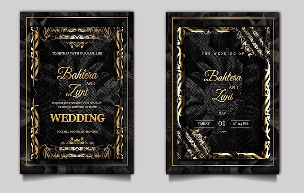 PSD luxury vintage wedding invitation set mockup