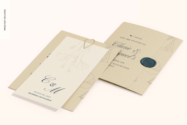 Luxury Wedding Cards Scene Mockup High Angle View