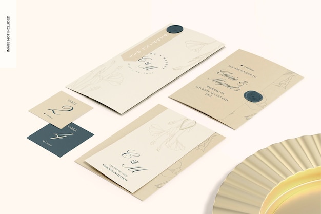 luxury wedding cards scene mockup perspective