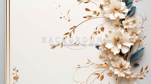 PSD luxury wedding invitation blank card background with golden line art flower and botanical leaves organic shapes watercolor ar 169 stylize 250 v 52 job id 0d934d0a12874405bfc6db2ee56a31f0