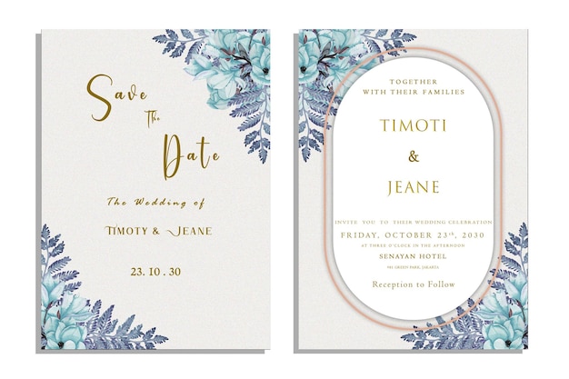 PSD ゴールデン ライン アート花と植物の葉、有機の豪華な結婚式の招待カードの背景