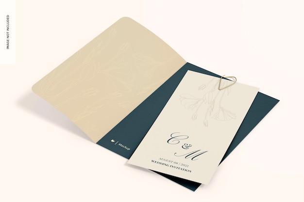 Luxury wedding invitation card mockup perspective