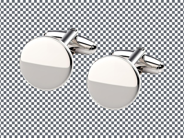 Luxury white gold cufflinks isolated on a transparent background