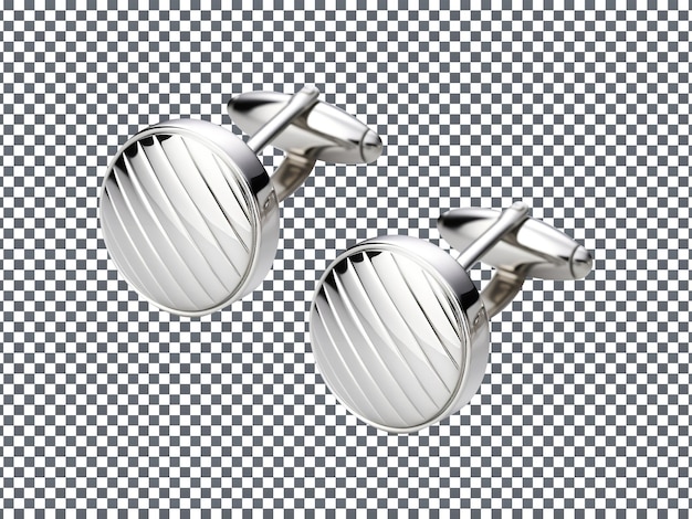Luxury white gold cufflinks isolated on a transparent background