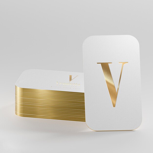 Luxury white gold letterpress business card 3d render