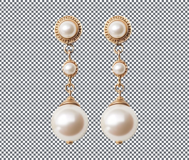luxury white pearl earings isolated on a transparent background