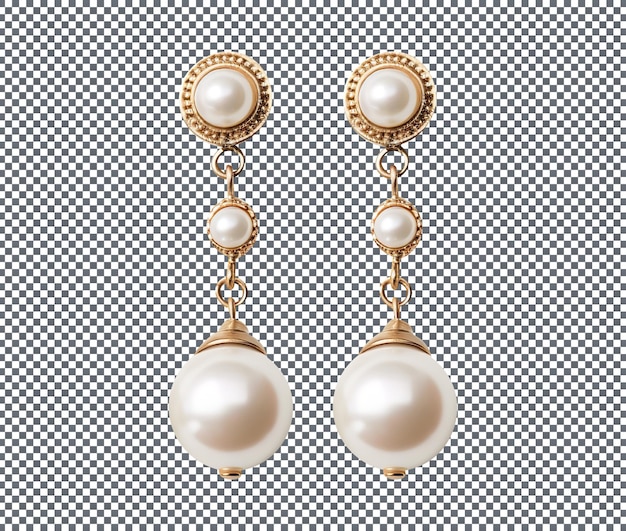 PSD luxury white pearl earings isolated on a transparent background