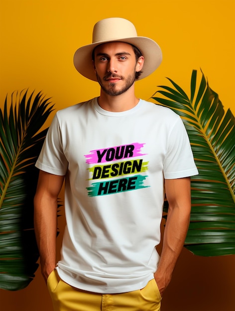 Design mockup di t-shirt bianca di lusso psd