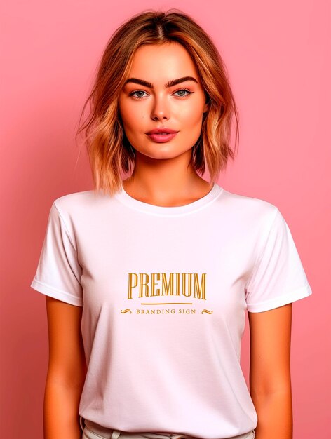 PSD design mockup di t-shirt bianca di lusso