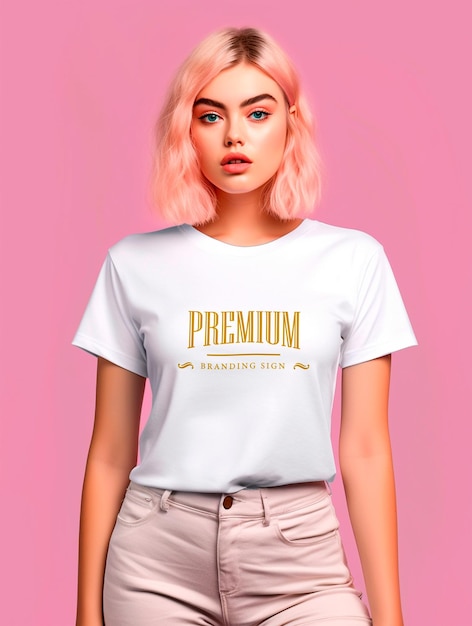 PSD design mockup di t-shirt bianca di lusso