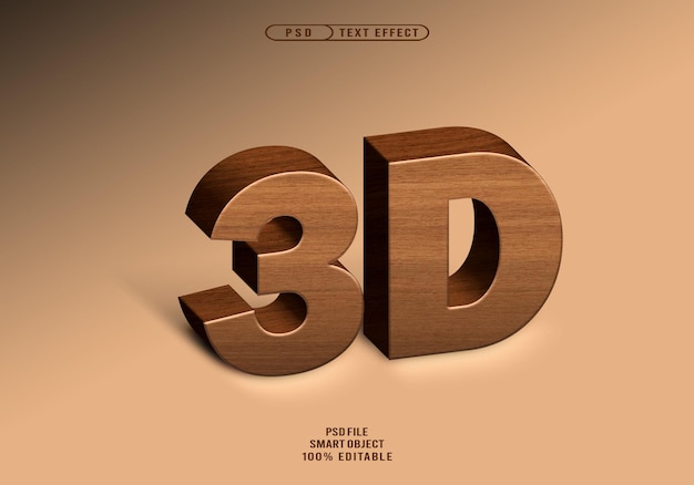 PSD effetti di testo 3d realistici in legno di lusso