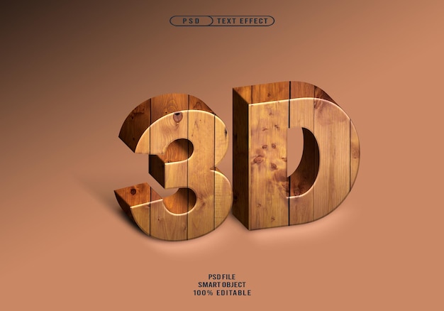 豪華木材真實的 3D 文字效果