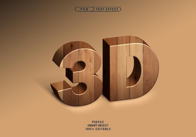 豪華木材真實的 3D 文字效果