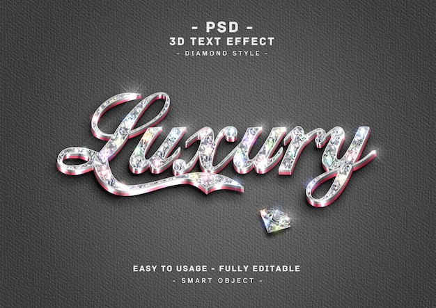 Luxuy 3d pink diamond text style effect