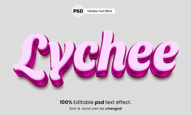 Lychee 3d bewerkbaar psd lychee teksteffect