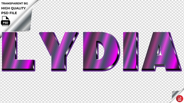 PSD lydia typography purple light text metalic psd transparent