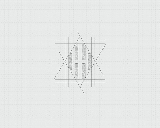 Lyijykynäluonnos, minimalistinen logo, mallikuva