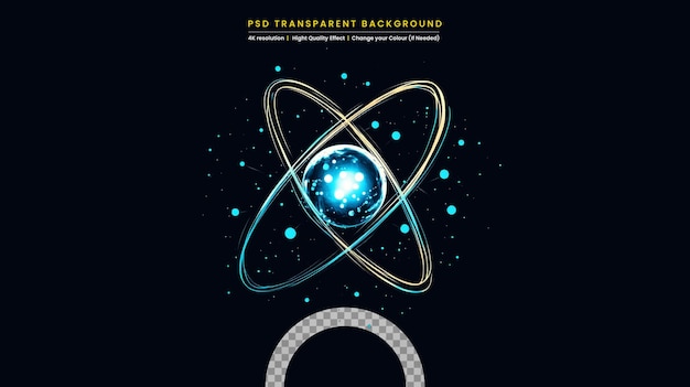 Lysande färgstark atommodell Illustration av fysisk atomanslutning