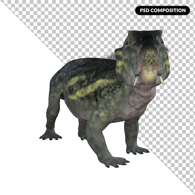 PSD lystrosaurus dal rendering 3d dell'era permiano