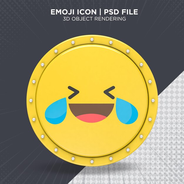 Łzy Radości Ikona Emoji Koło światła Logo Renderowania 3d