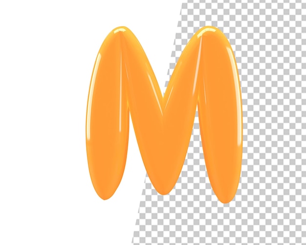 PSD m letter gold text 3d render