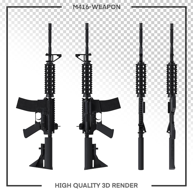 PSD m416 wapen in verschillende pose hoge kwaliteit 3d render png