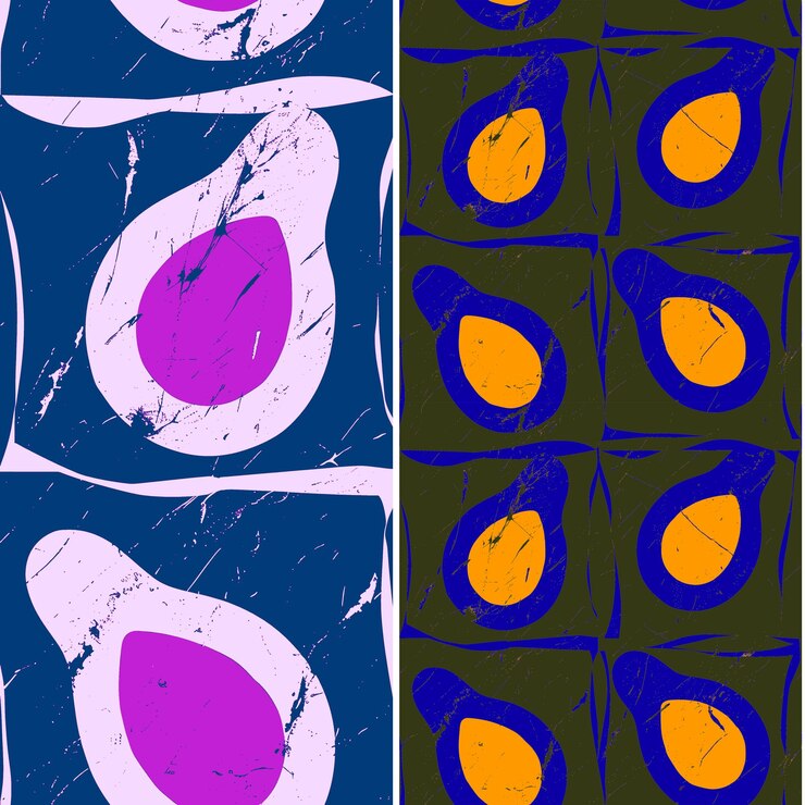 PSD m9 avocado with half silhouette and millennial design with marb unique tropical fruit pattern vector