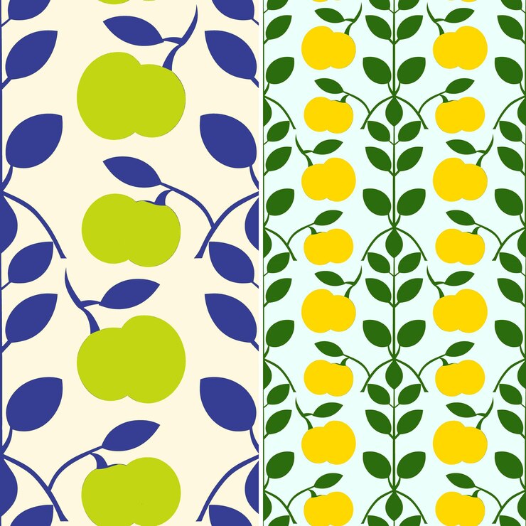 PSD m9 quince with round silhouette and rustic design with trellis unique tropical fruit pattern vector