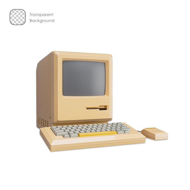 Maailman ensimmäinen tietokone. Vanha vintage-pöytätietokone hiirellä ja näppäimistöllä. Retroteknologia